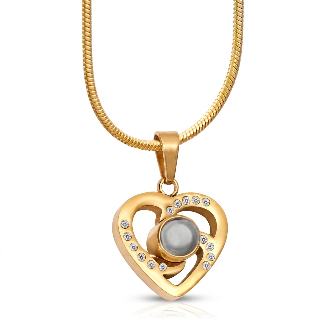 Heart Pendant – Elegant Studded Necklace SnapEyelet