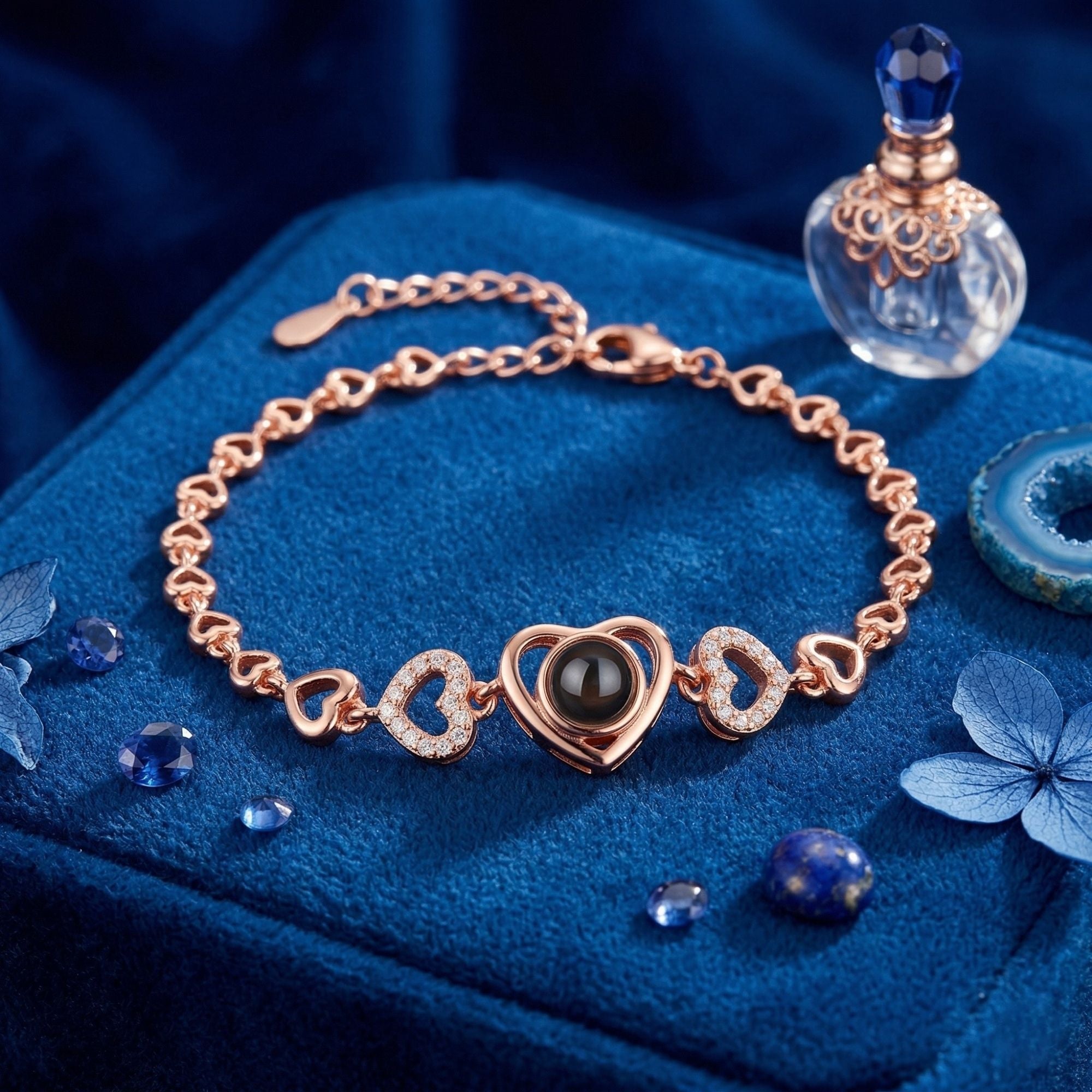 Multi Heart Zircon Studded Adjustable Bracelet SnapEyelet