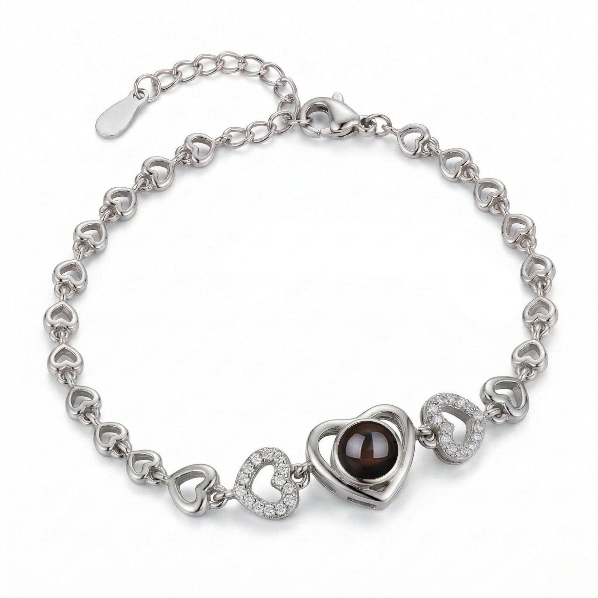 Multi Heart Zircon Studded Adjustable Bracelet SnapEyelet