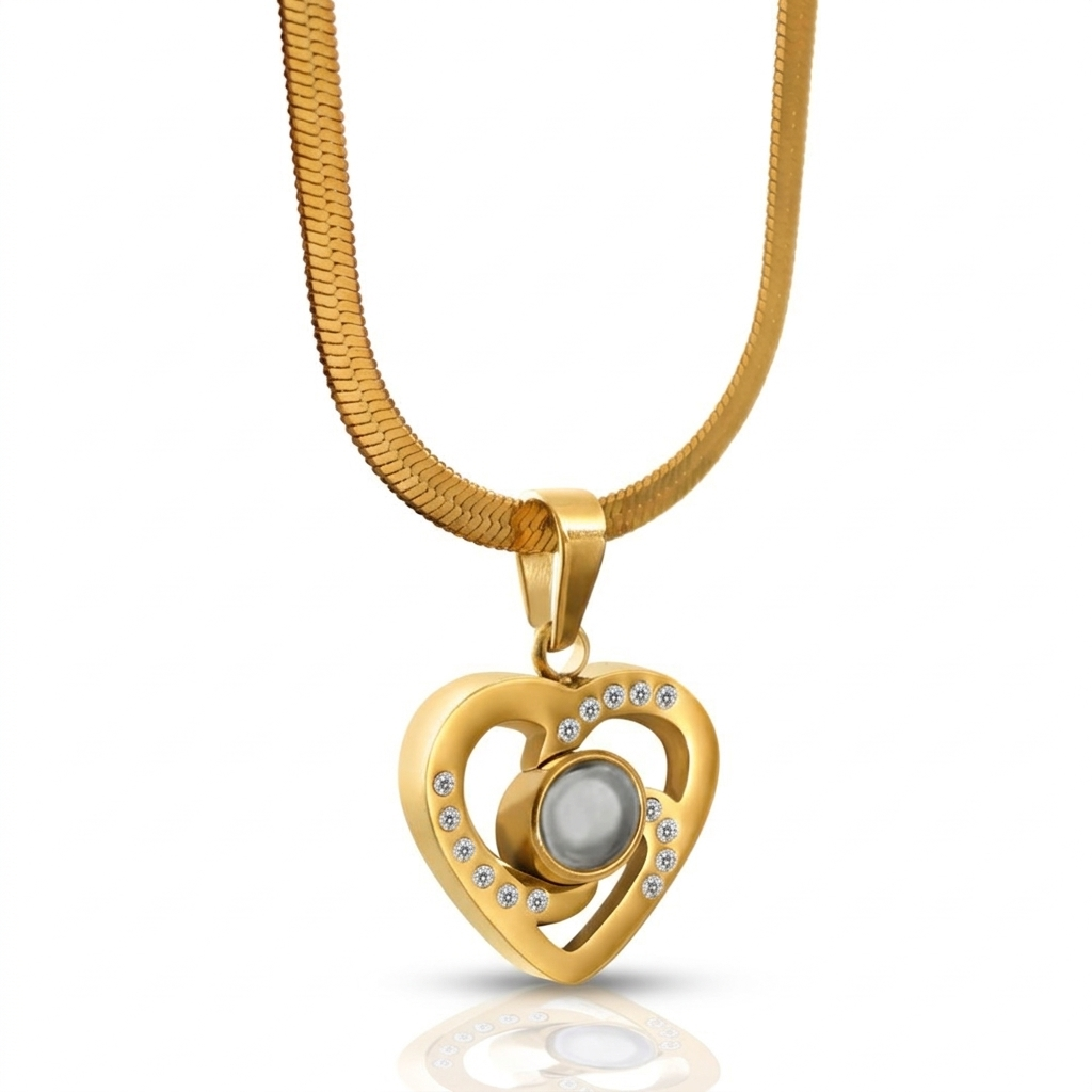 Snake Chain Heart Studded Necklace SnapEyelet