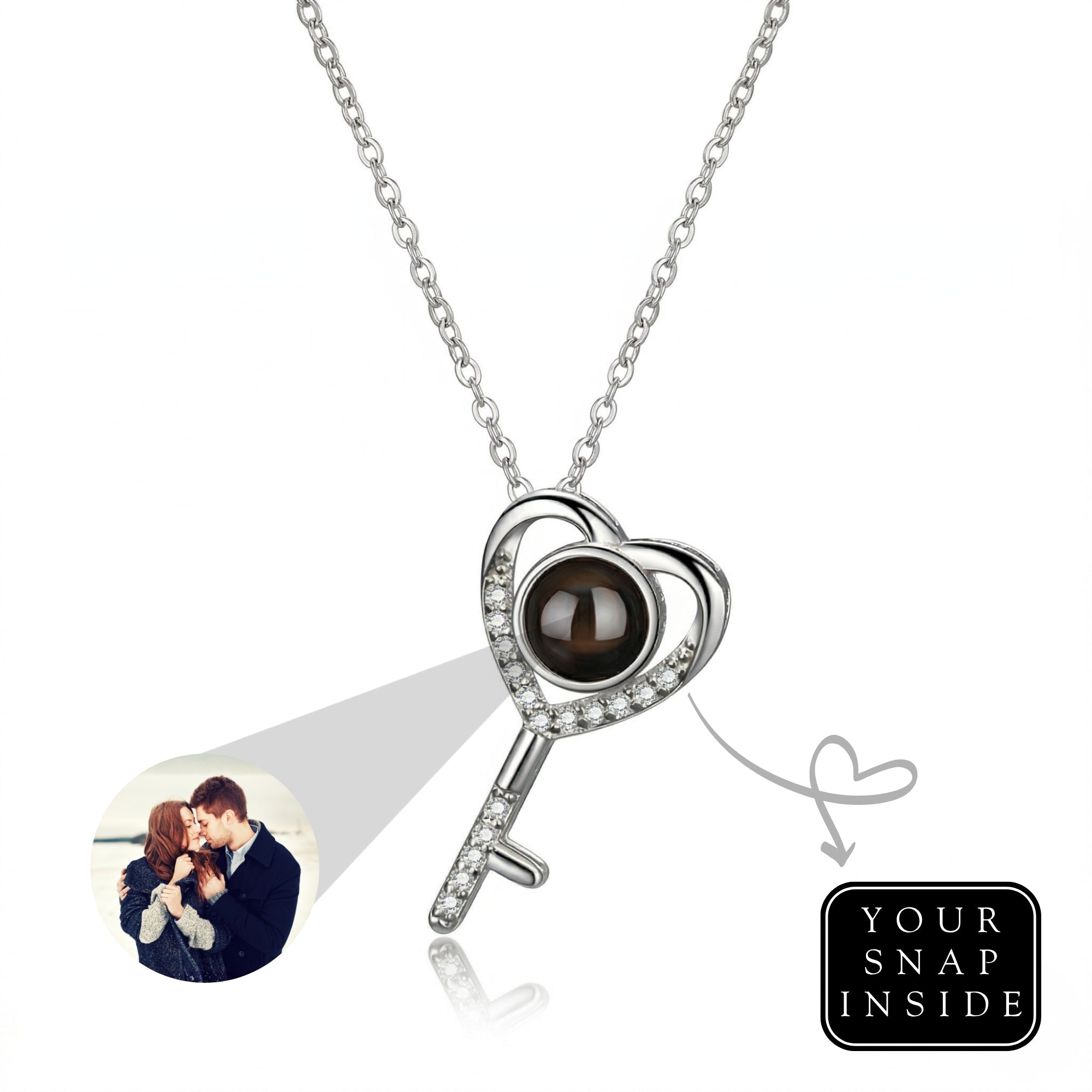 The Hidden Portrait projection key Necklace