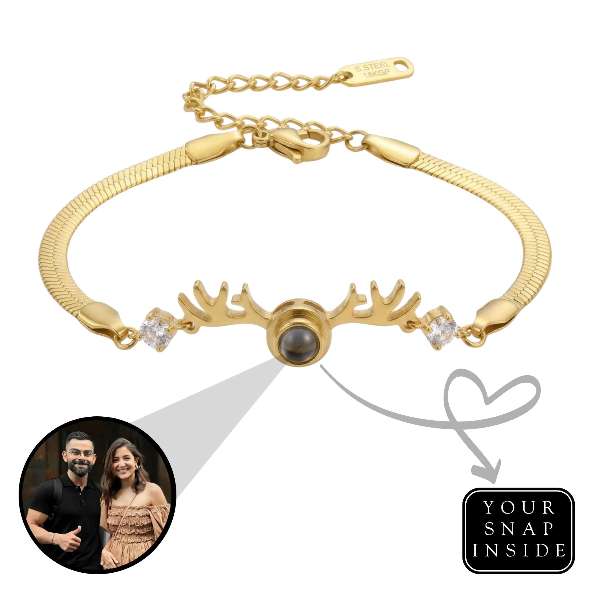 Antler hidden photo Projection Bracelet-SnapEyelet