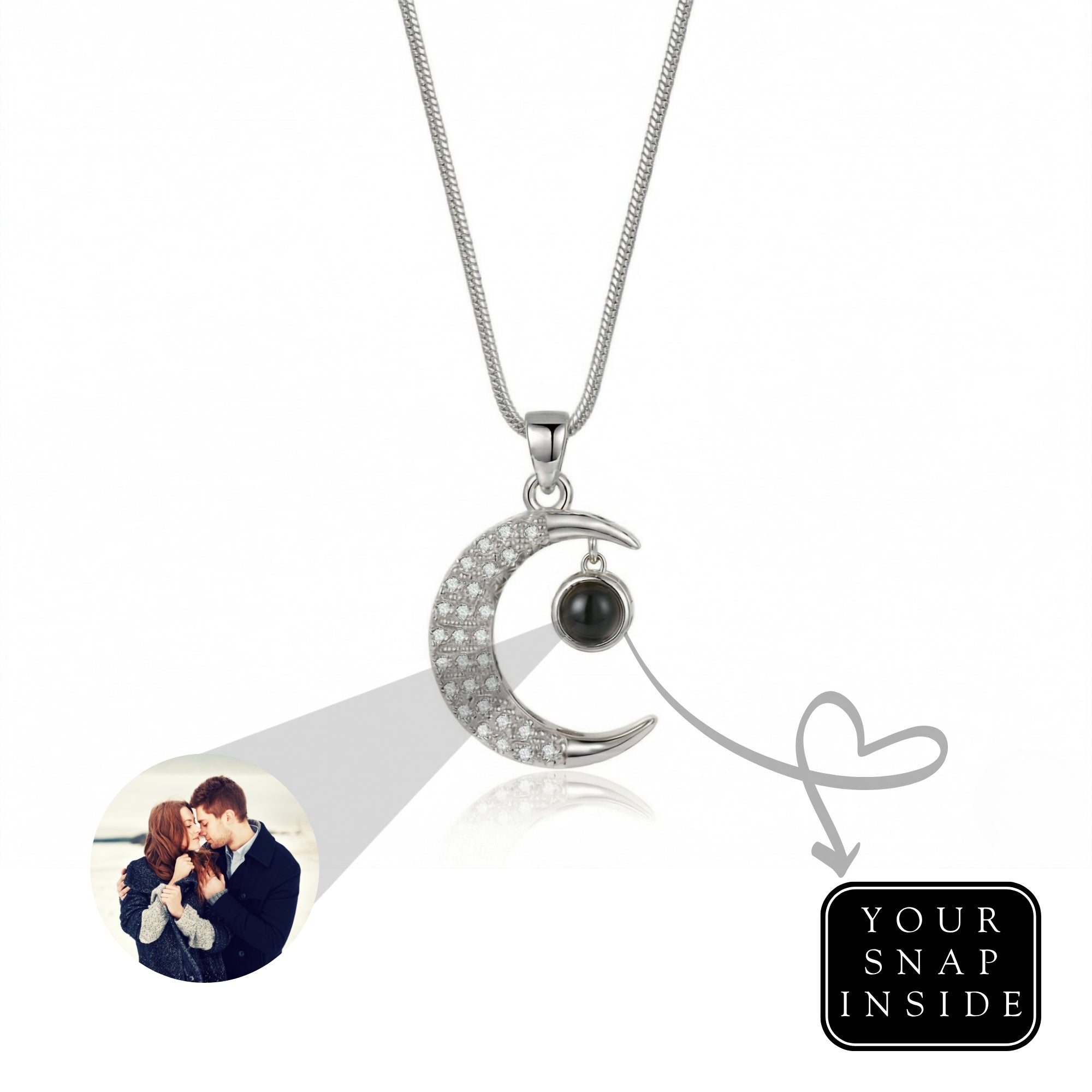 The Hidden Portrait projection moon Necklace