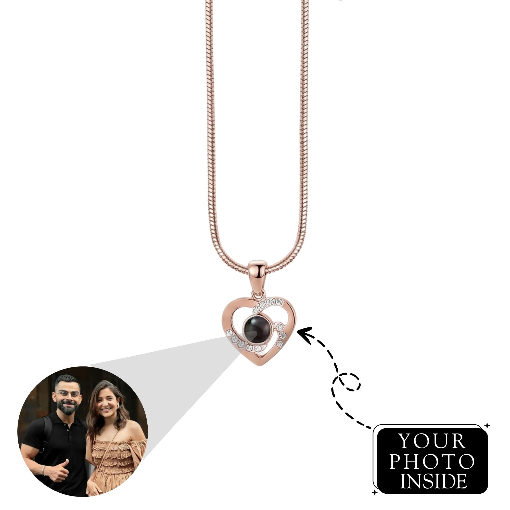 Heart Pendant – Elegant Studded Necklace SnapEyelet