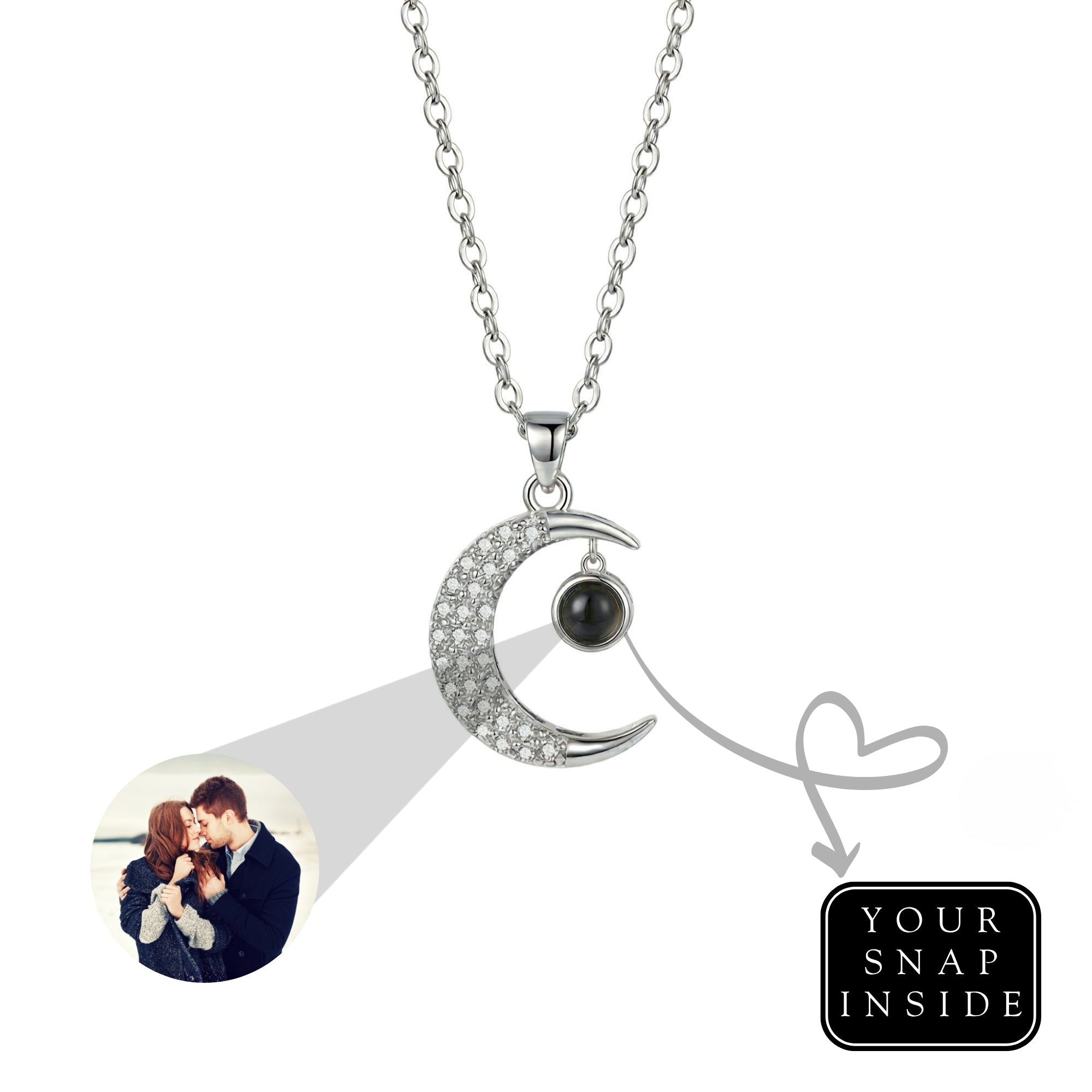 The Hidden Portrait projection moon Necklace