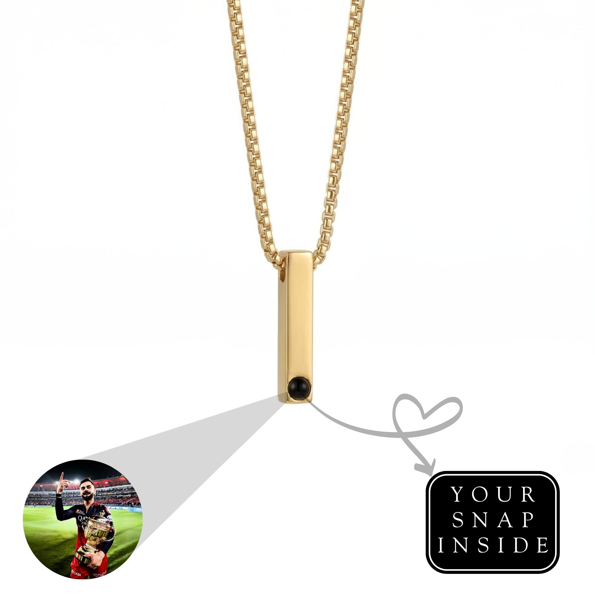 Pursonalised Photo projection Bar Necklace -SnapEyelet