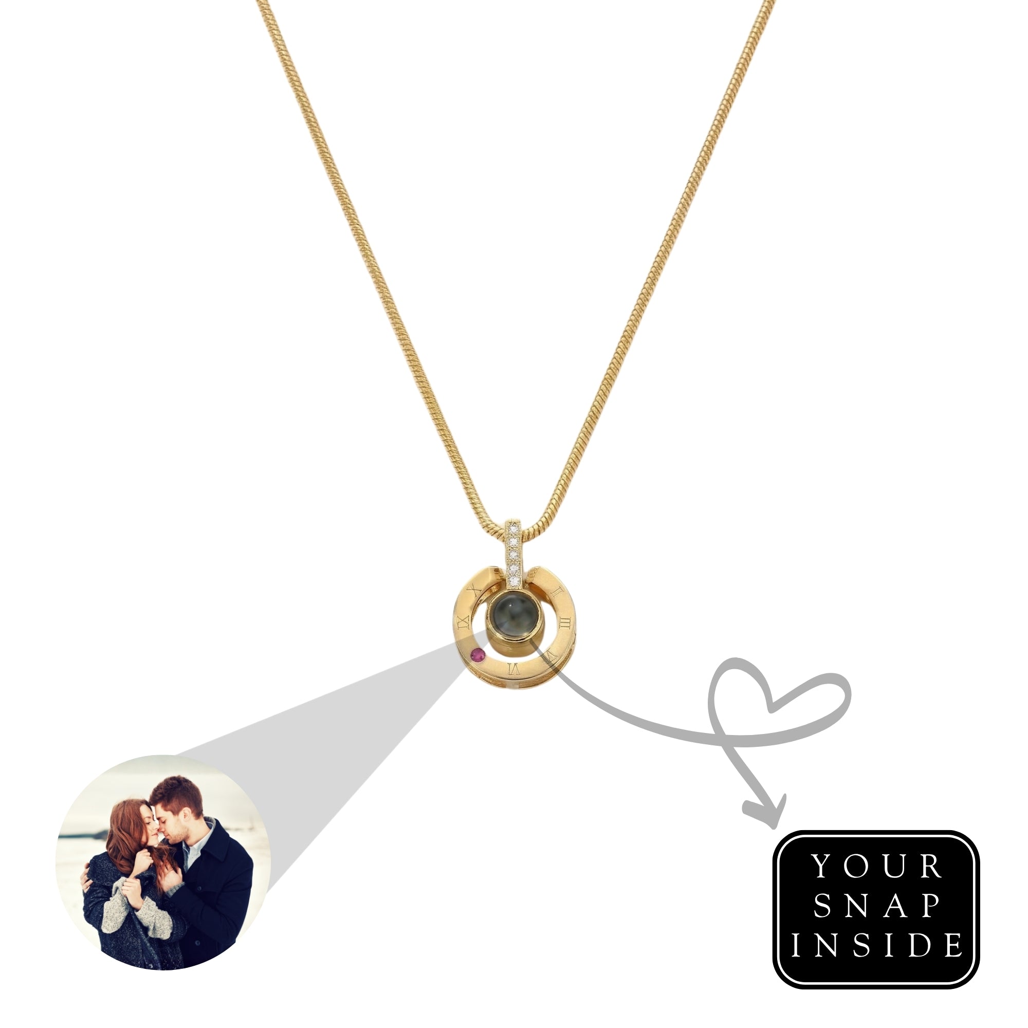 Roman  circle hidden photo projection Necklace-SnapEyelet