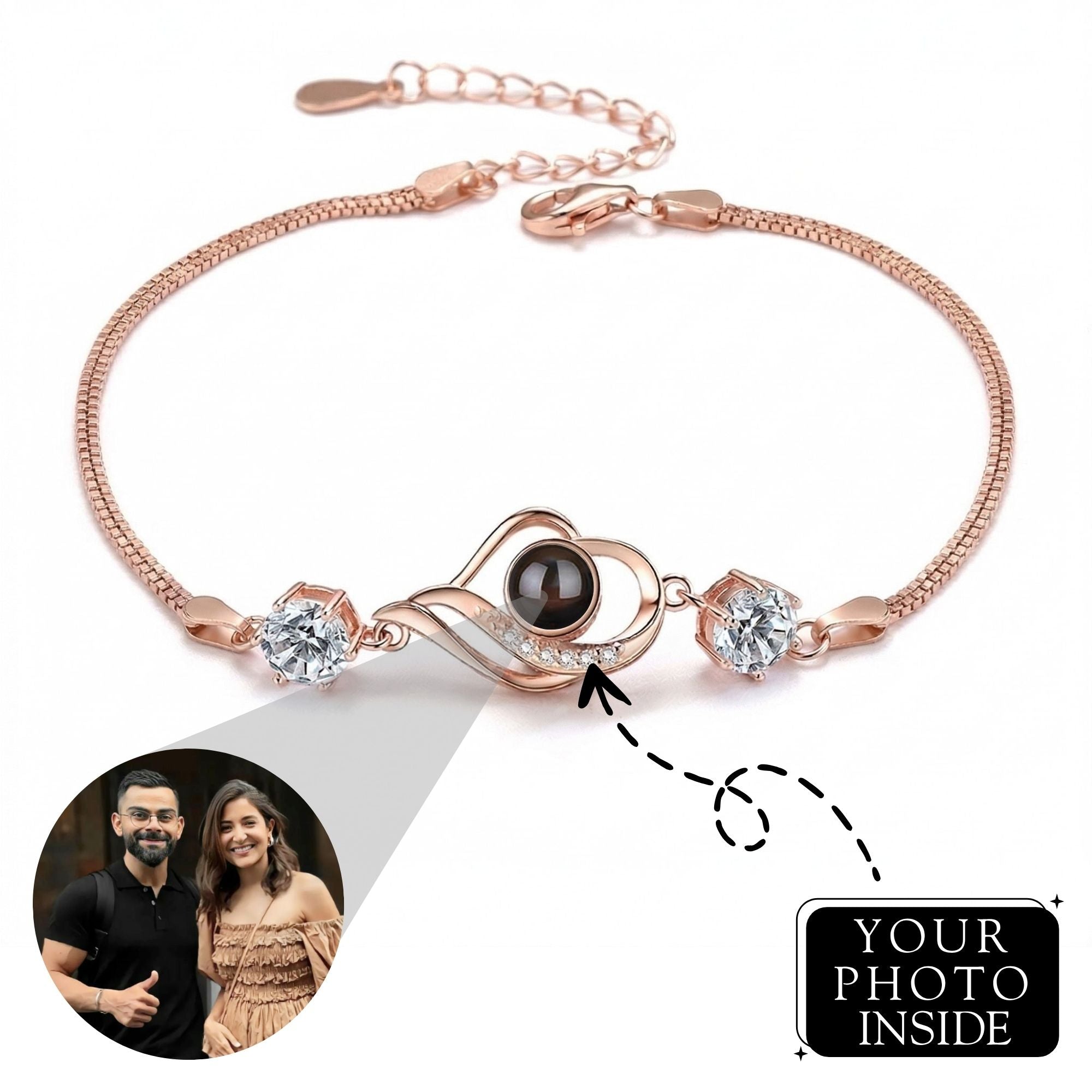 Twisted Heart Zircon Studded Adjustable Bracelet SnapEyelet