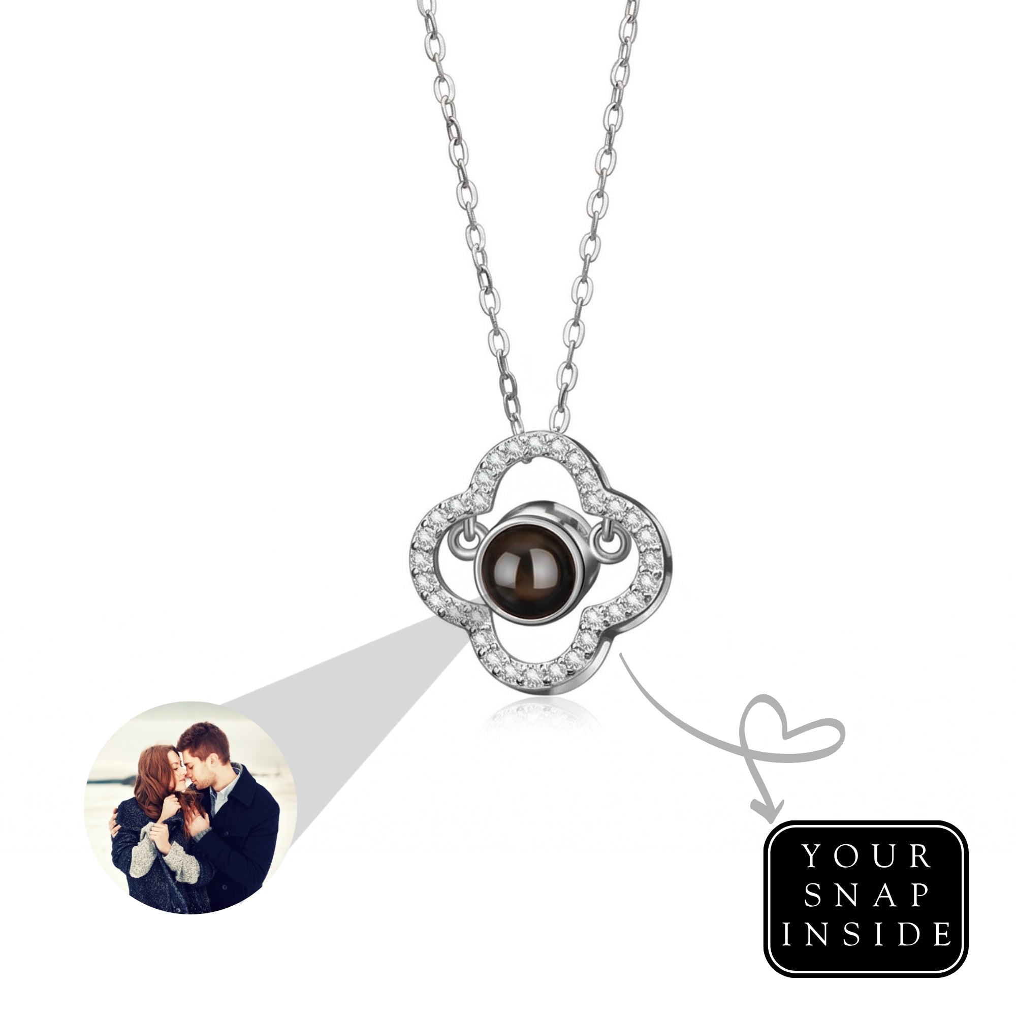 Hidden photo projection square Necklace- SnapEyelet