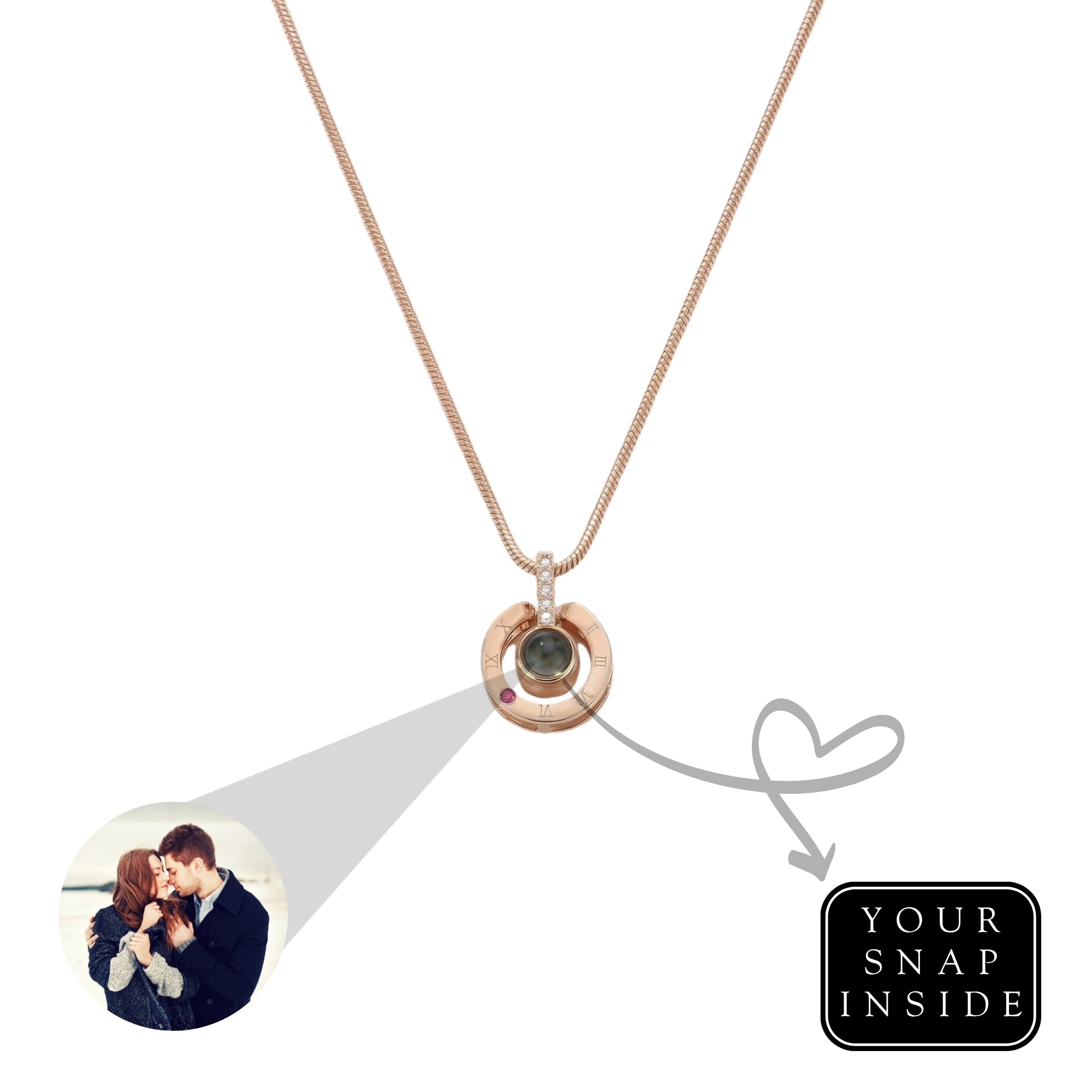 Roman  circle hidden photo projection Necklace-SnapEyelet