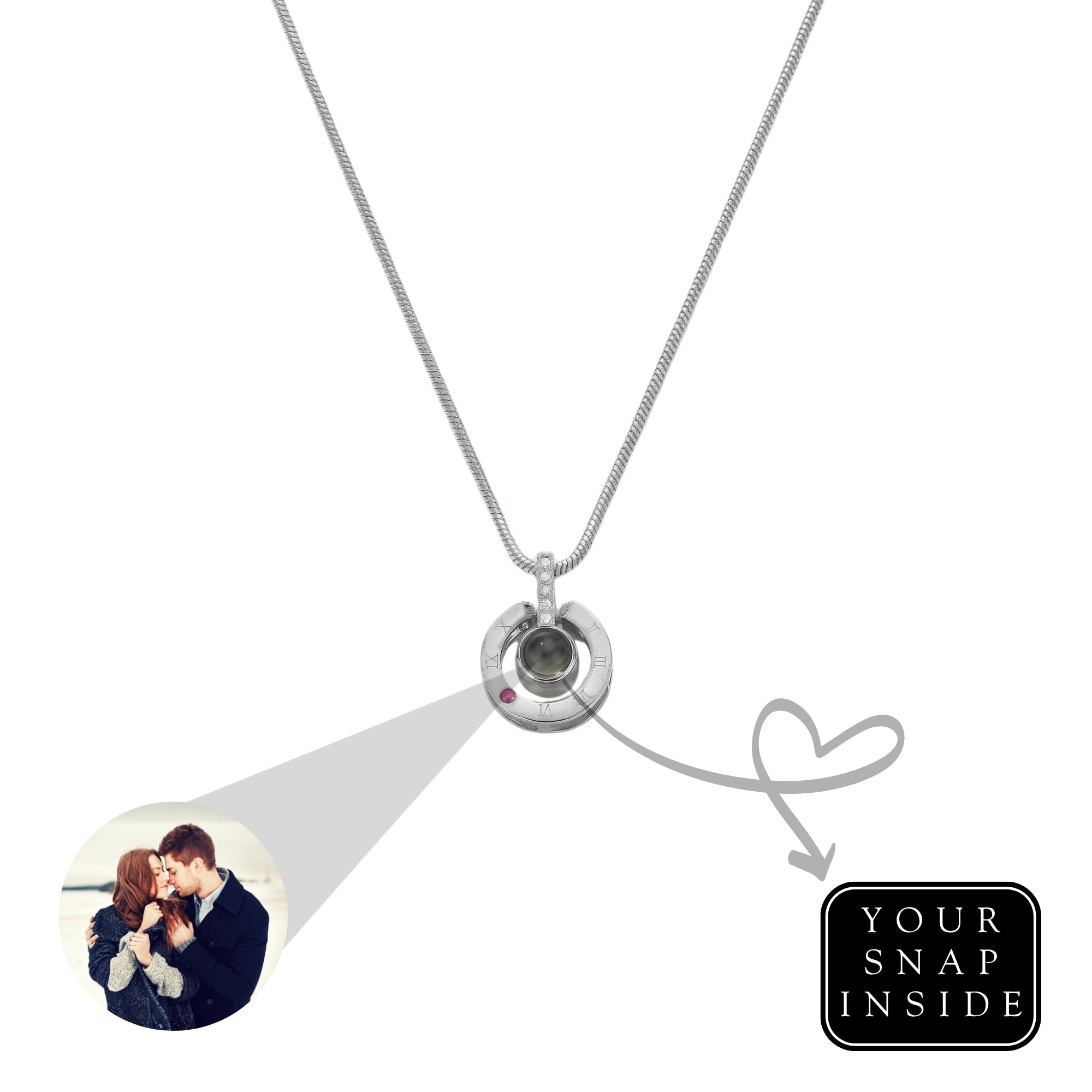 Roman  circle hidden photo projection Necklace-SnapEyelet