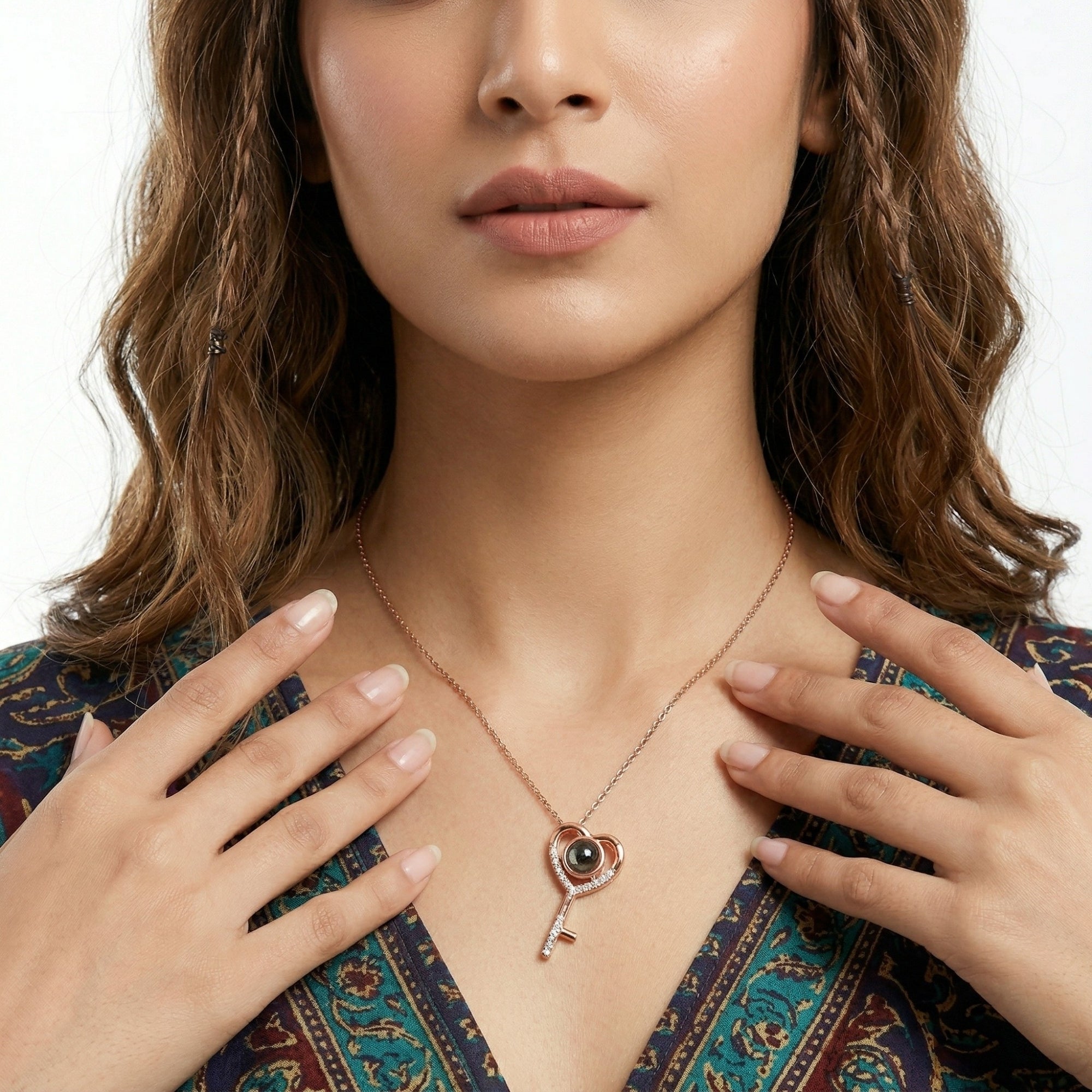 The Hidden Portrait projection key Necklace