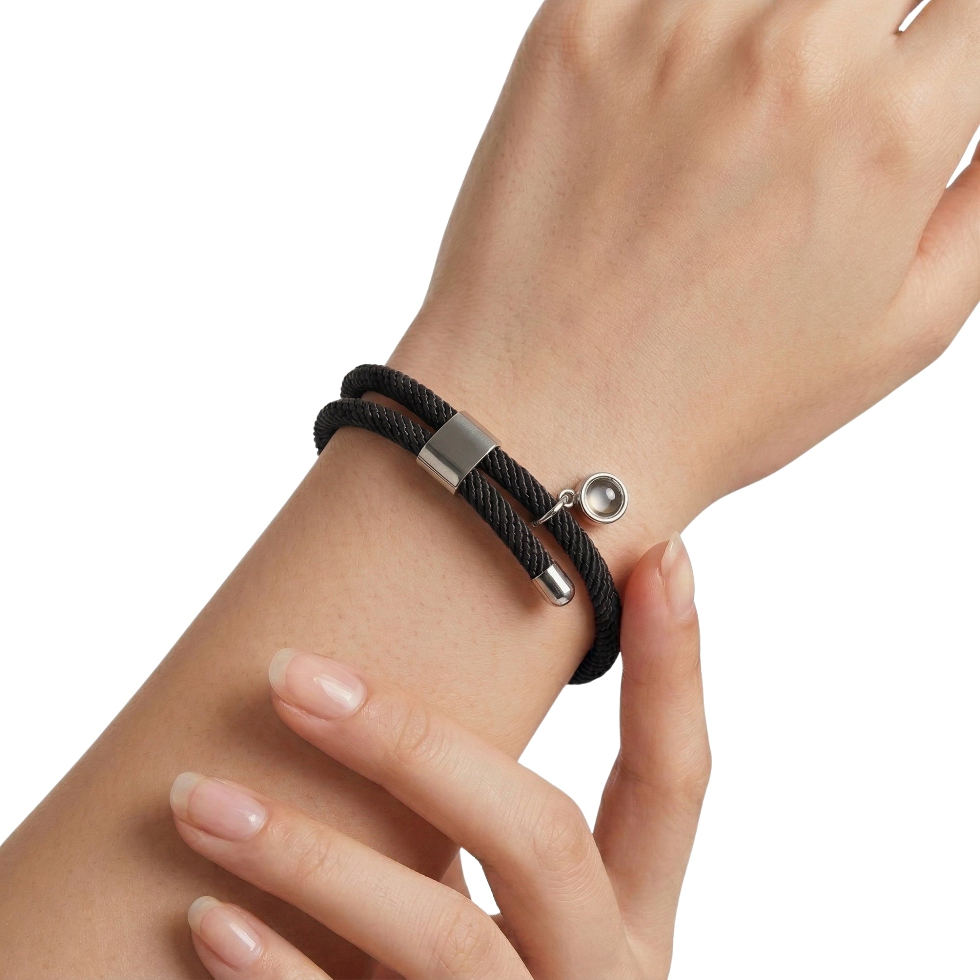 His/Her Adjustable Braided Rope photo Projection Bracelet- SnapEyelet