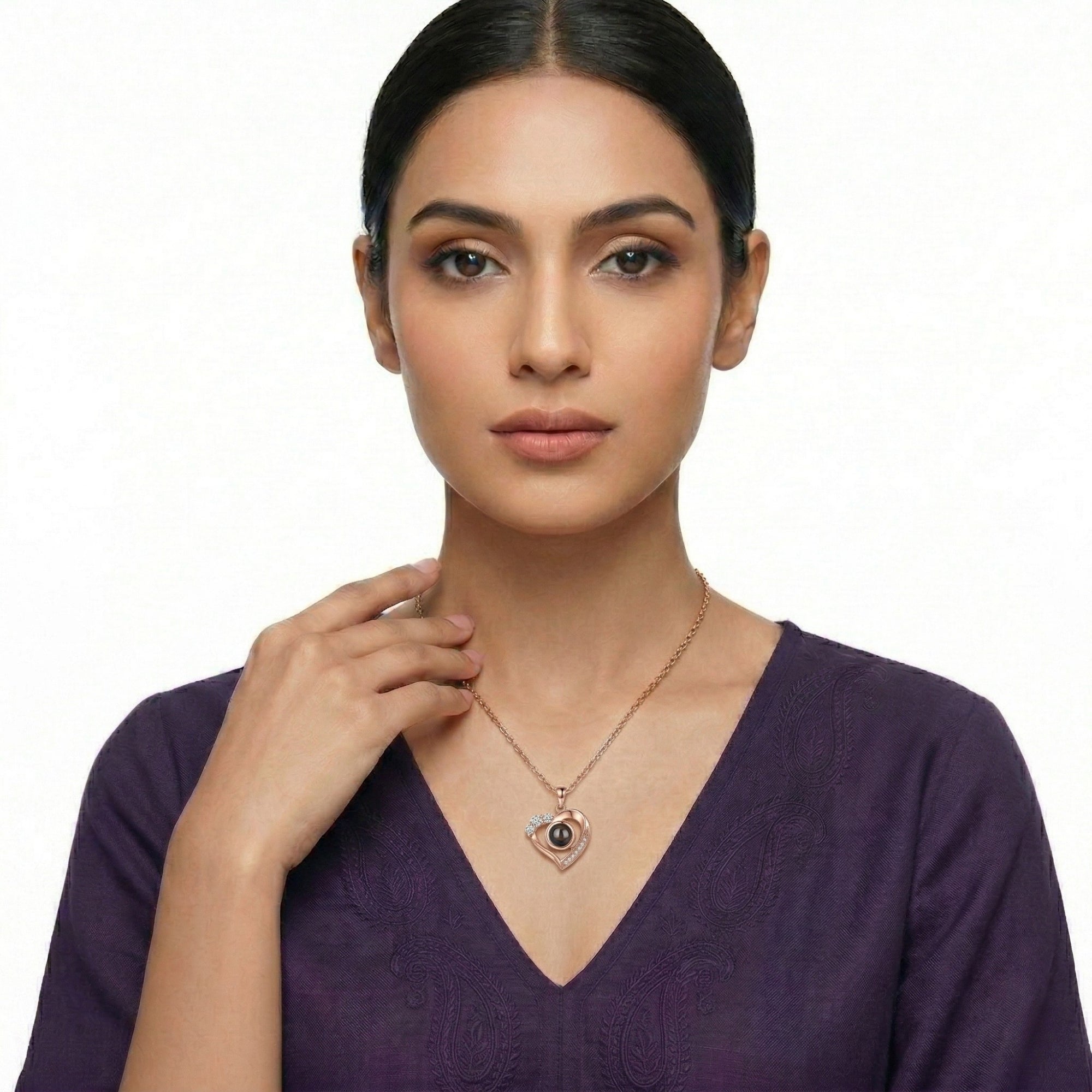 The Hidden Portrait projection twisted stone Necklace-SnapEyelet