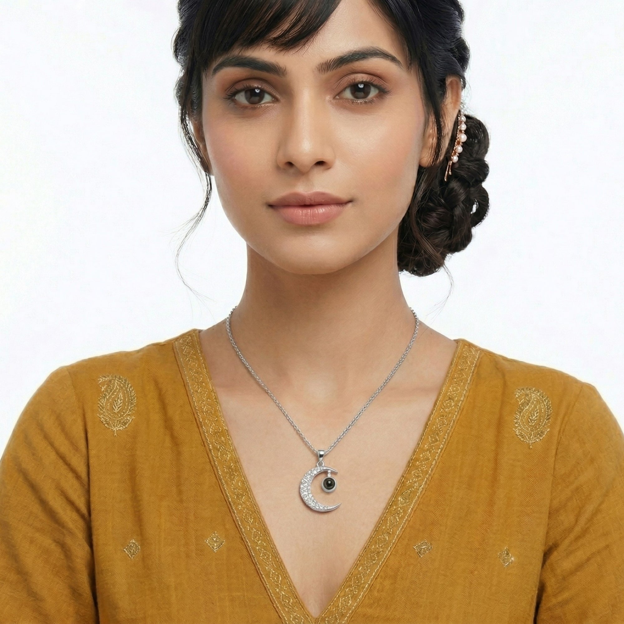 The Hidden Portrait projection moon Necklace