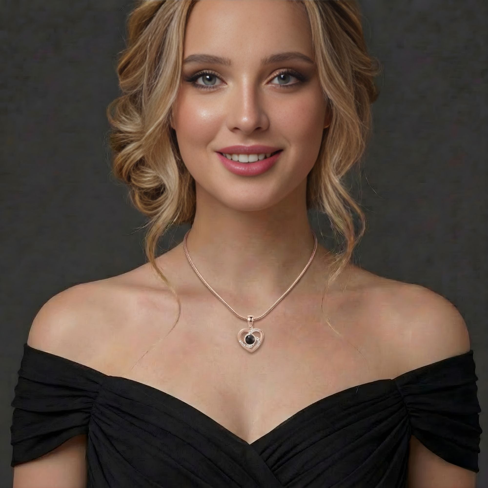 Heart Pendant – Elegant Studded Necklace SnapEyelet