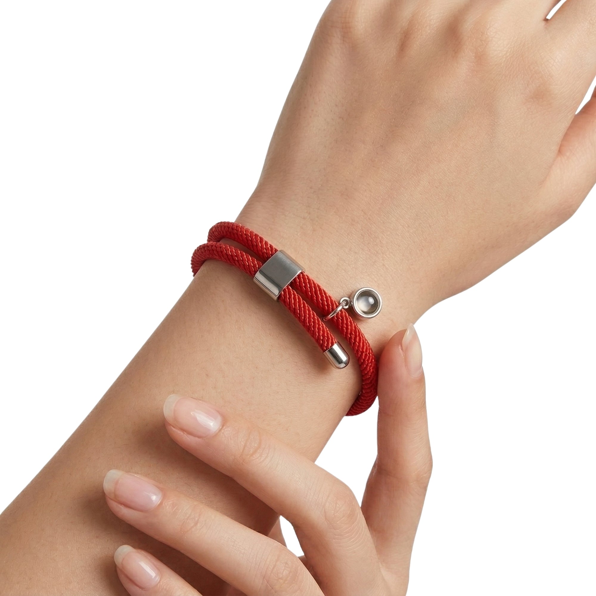 His/Her Adjustable Braided Rope photo Projection Bracelet- SnapEyelet