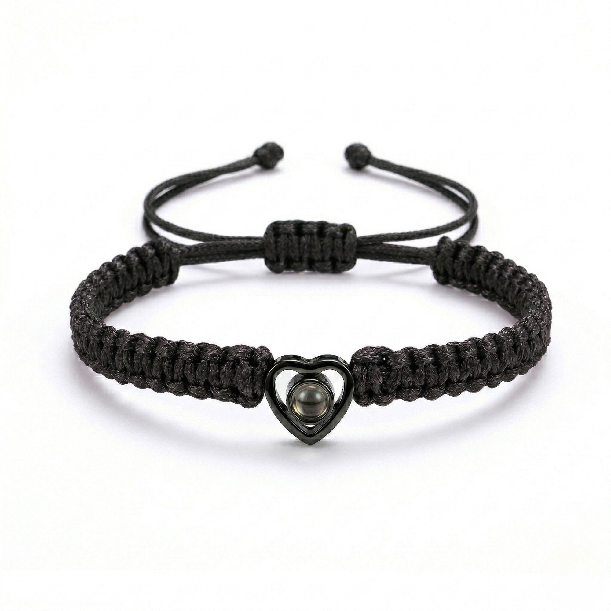 His/Her Braided Rope photo Projection heart Bracelet- SnapEyelet
