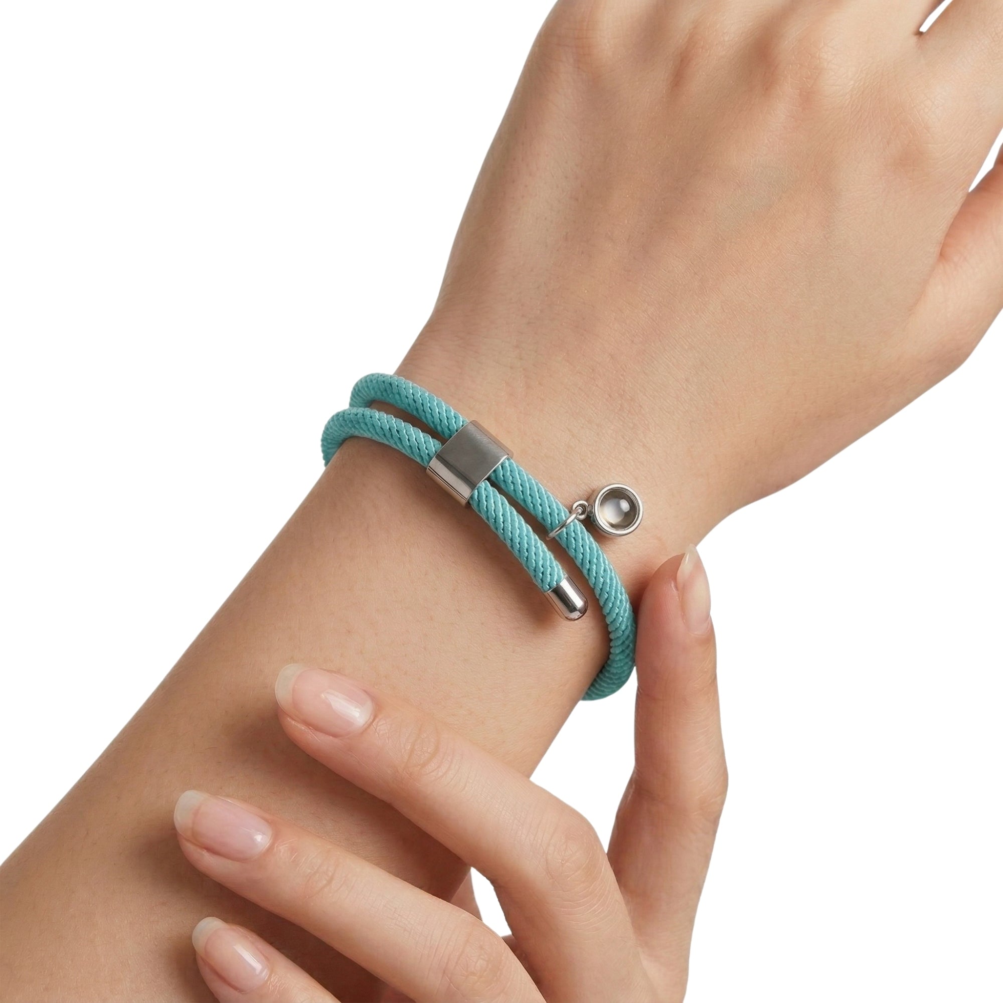 His/Her Adjustable Braided Rope photo Projection Bracelet- SnapEyelet