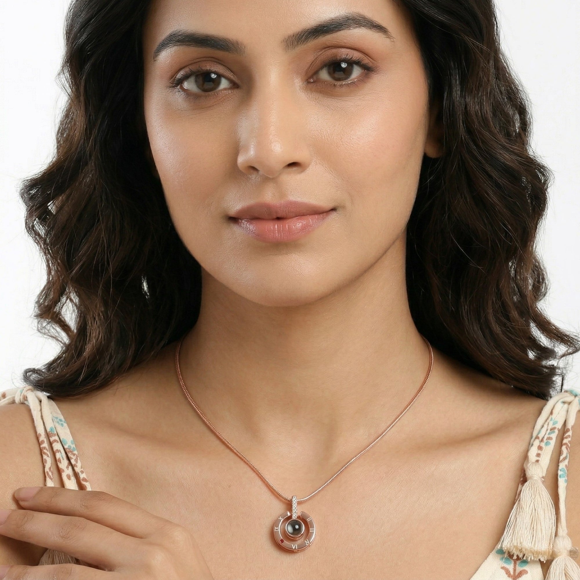 Roman  circle hidden photo projection Necklace-SnapEyelet