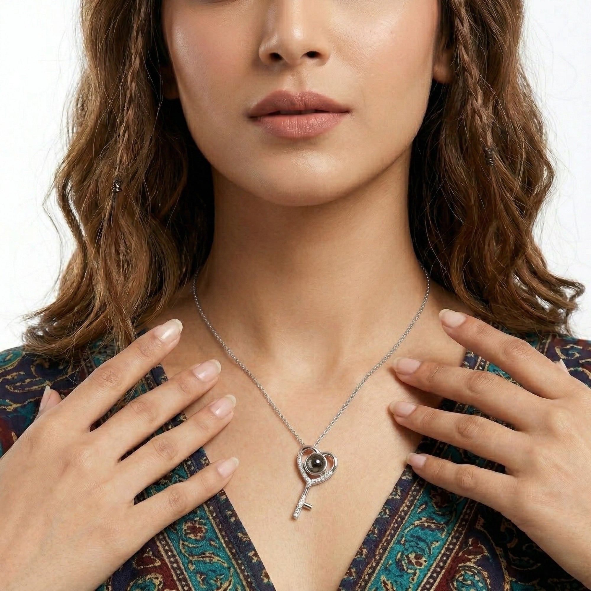 The Hidden Portrait projection key Necklace