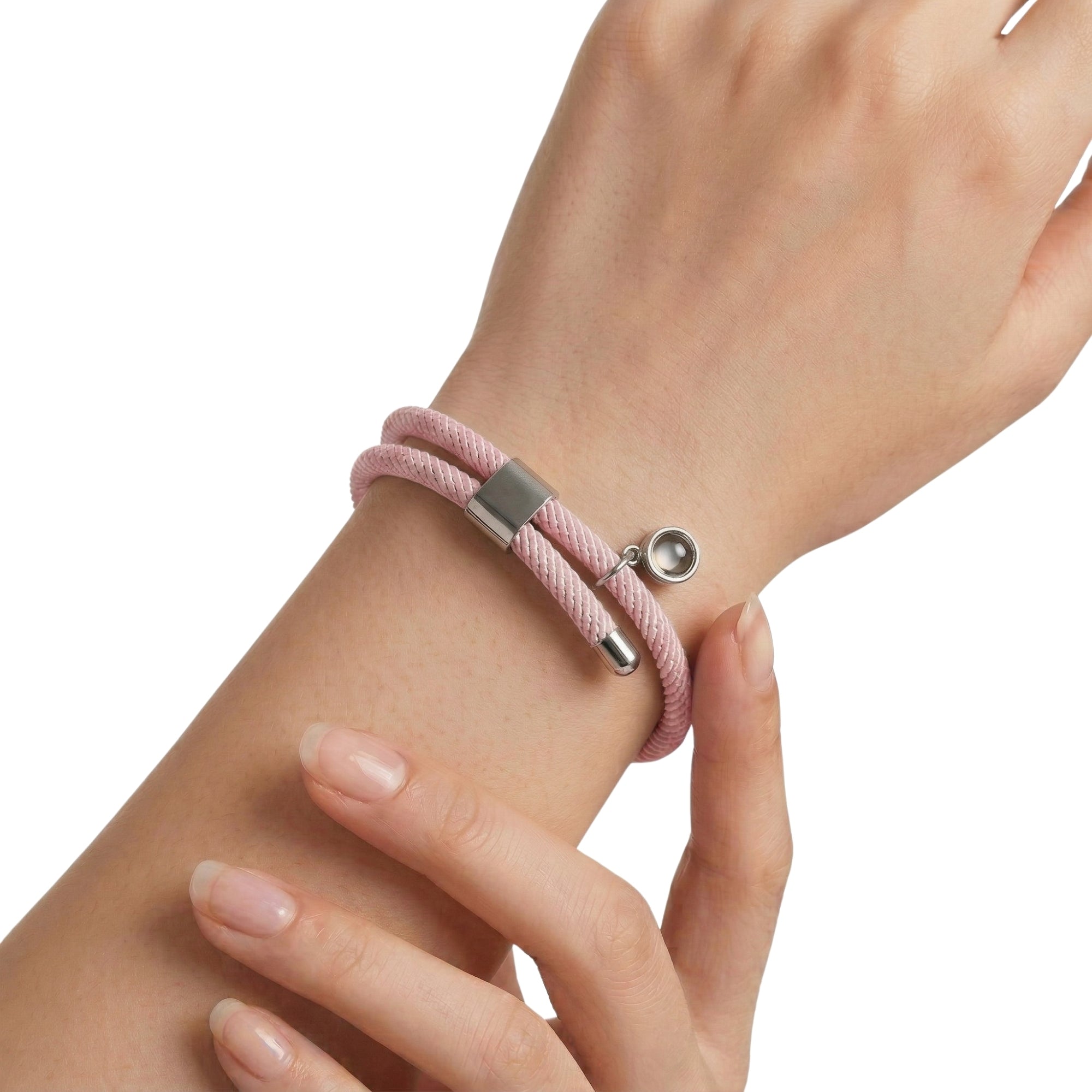 His/Her Adjustable Braided Rope photo Projection Bracelet- SnapEyelet