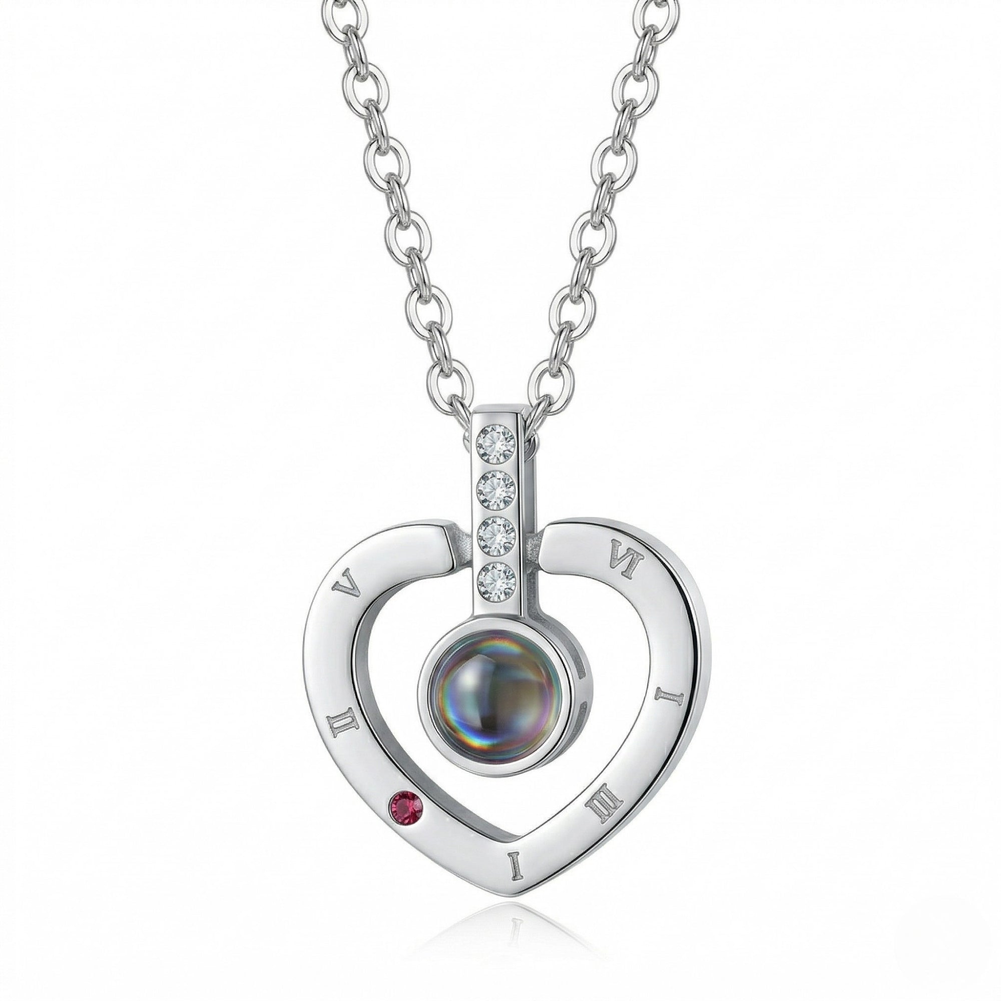 Roman Heart hidden photo projection Necklace-SnapEyelet