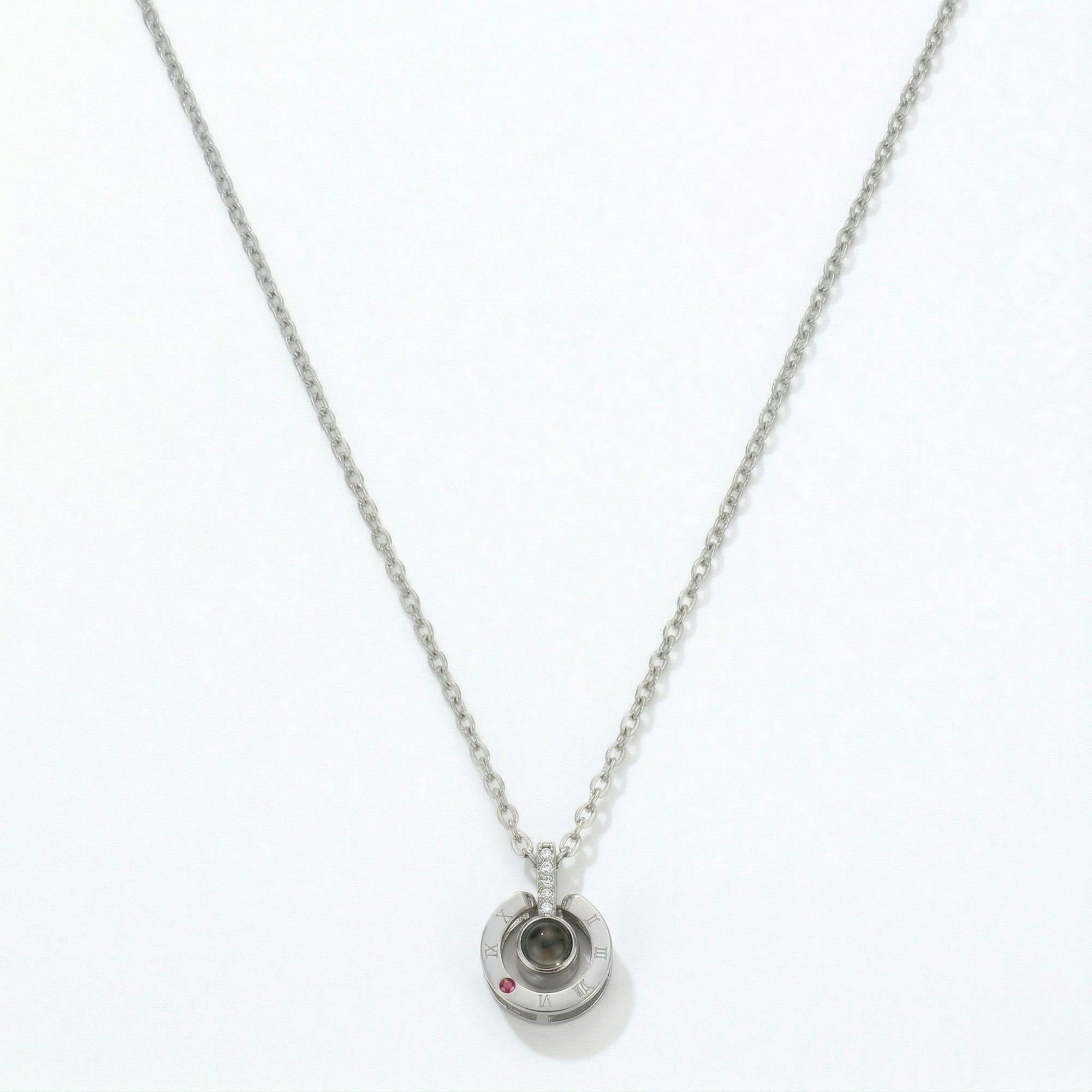 Roman  circle hidden photo projection Necklace-SnapEyelet