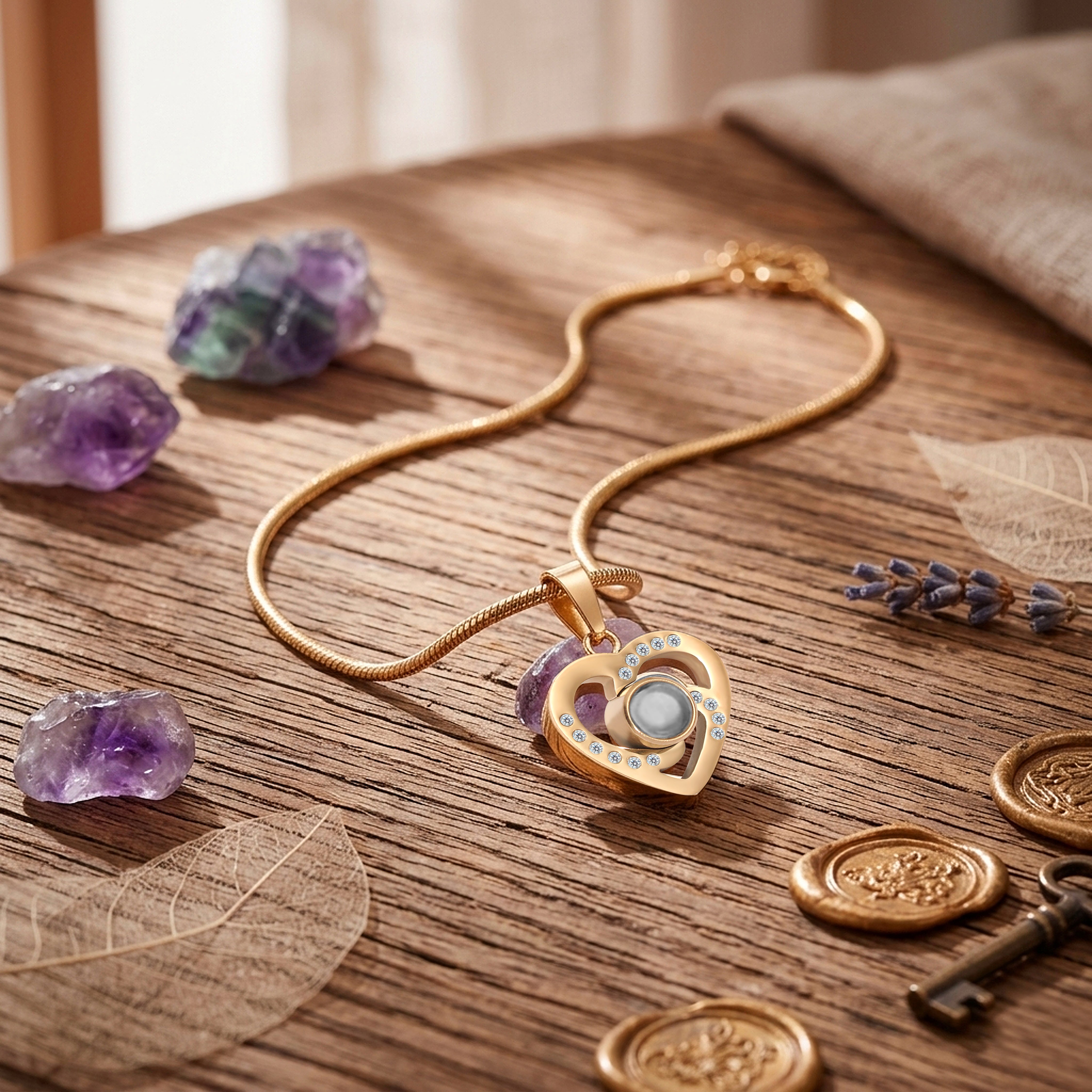 Heart Pendant – Elegant Studded Necklace SnapEyelet