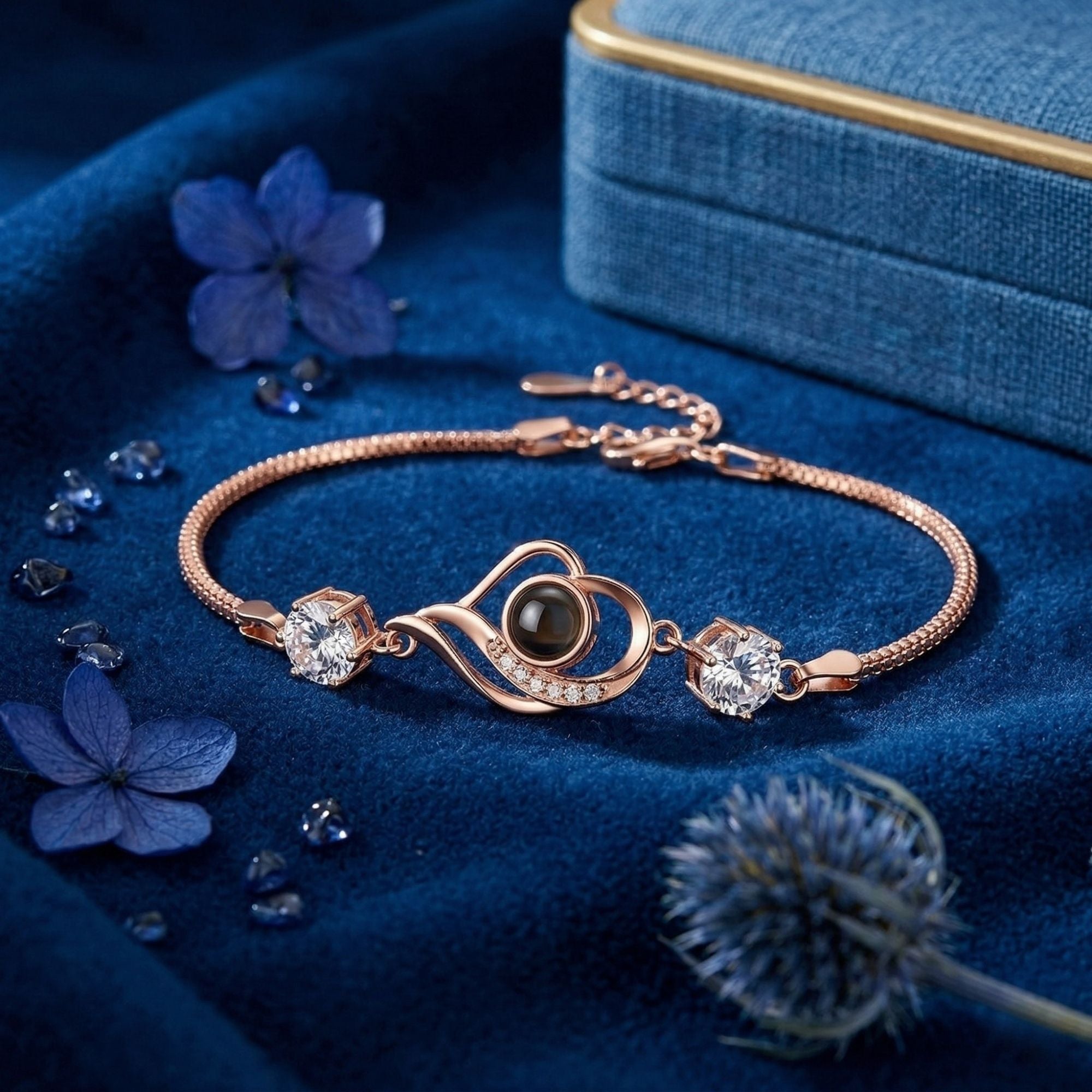 Twisted Heart Zircon Studded Adjustable Bracelet SnapEyelet