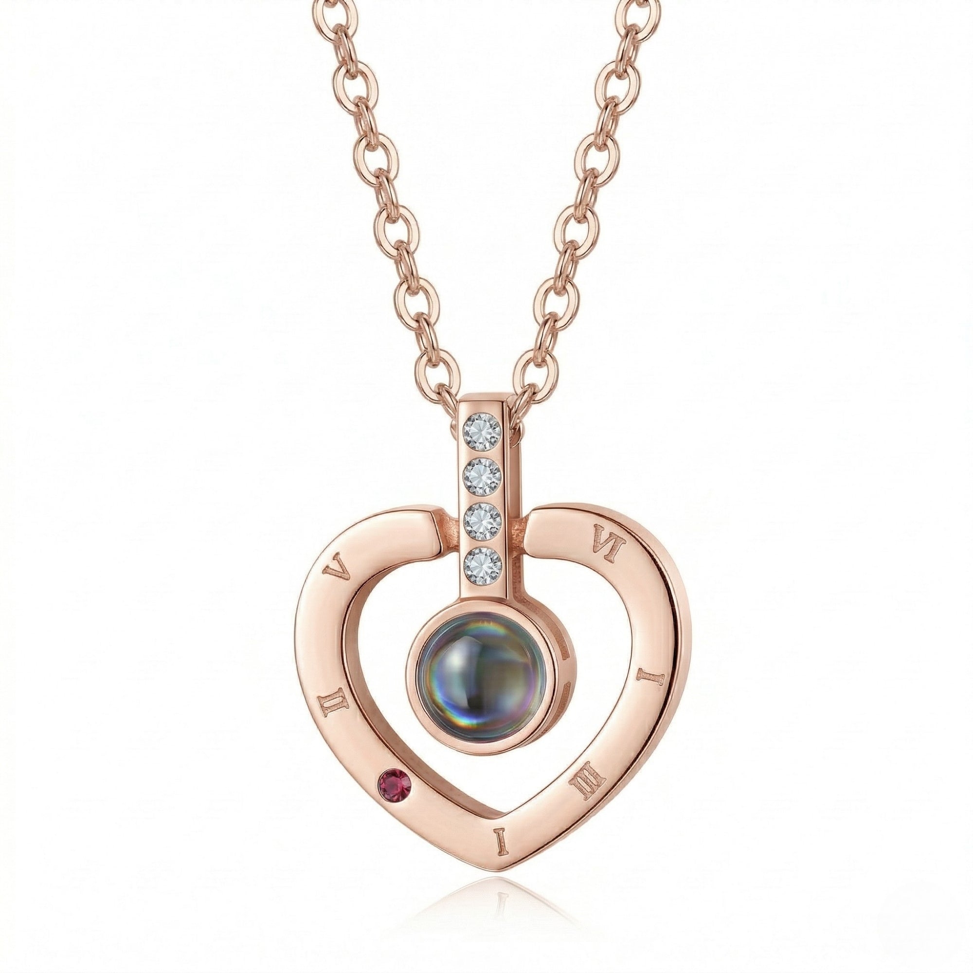 Roman Heart hidden photo projection Necklace-SnapEyelet