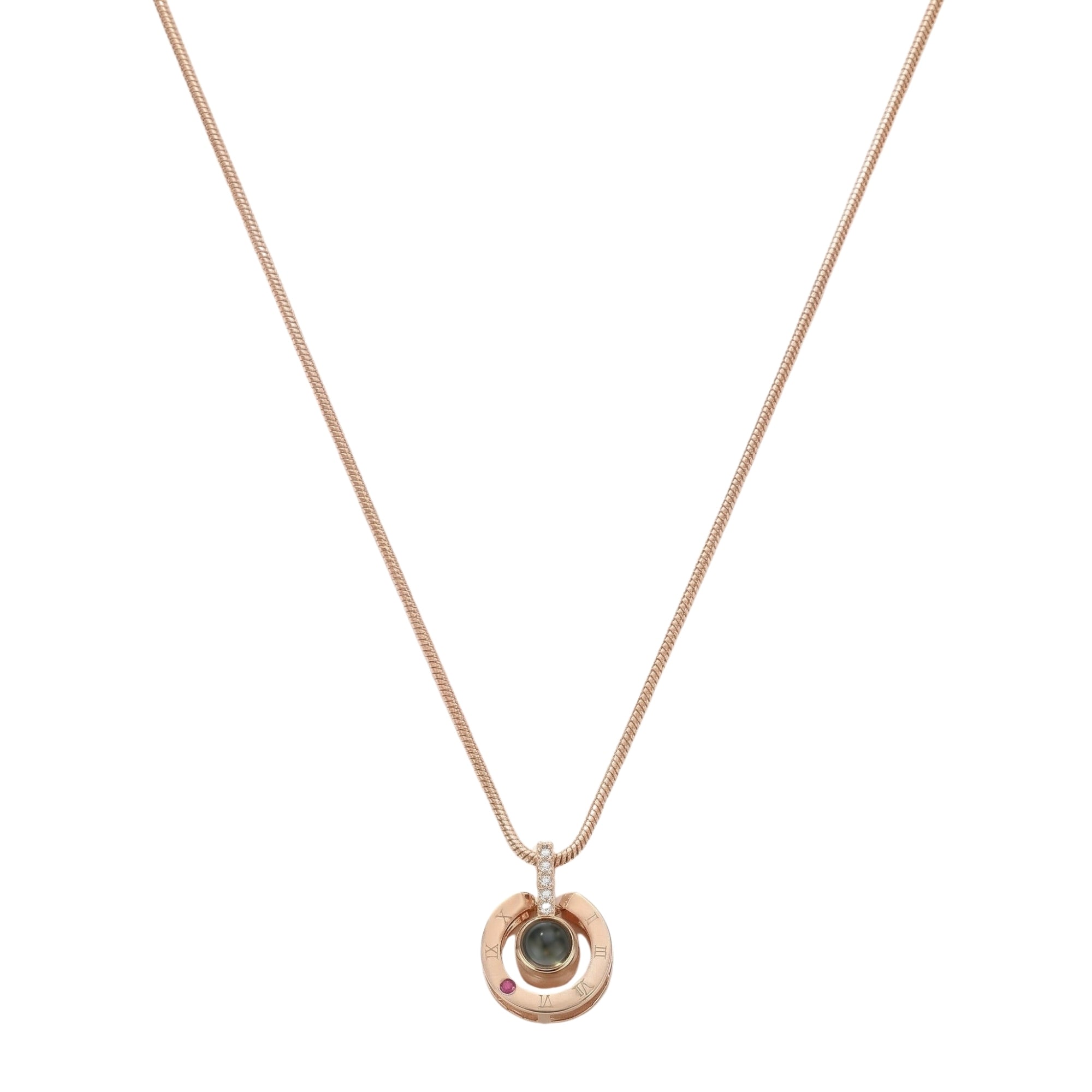 Roman  circle hidden photo projection Necklace-SnapEyelet