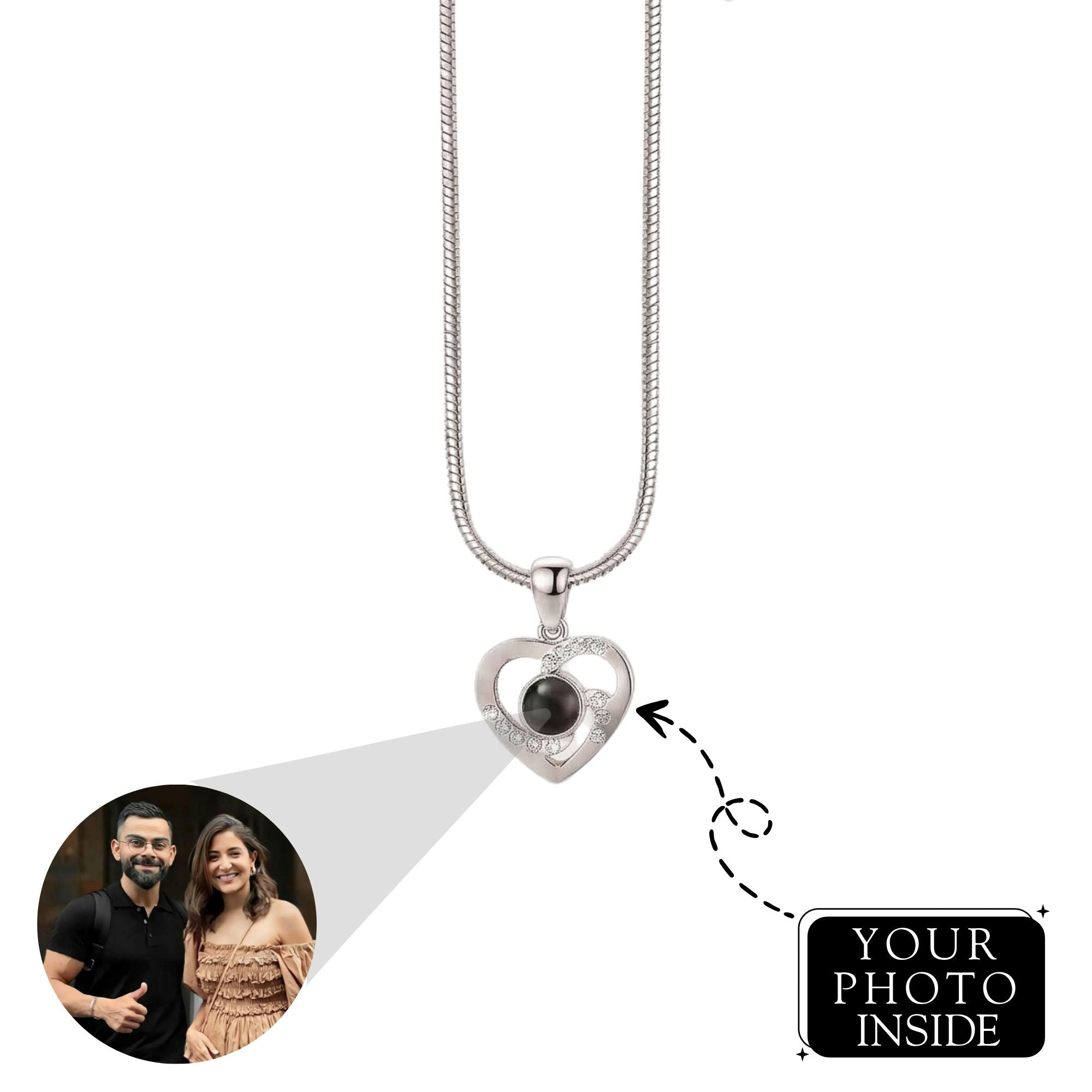 Heart Pendant – Elegant Studded Necklace SnapEyelet