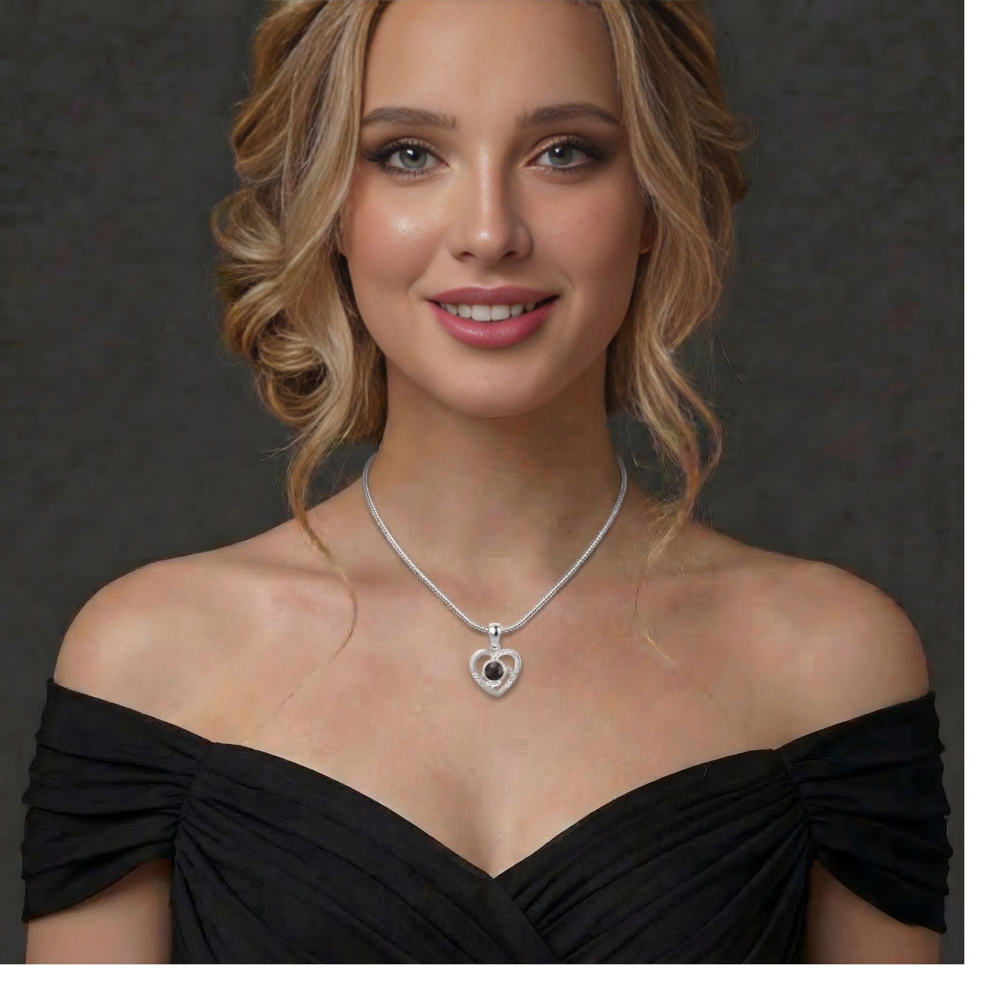 Heart Pendant – Elegant Studded Necklace SnapEyelet