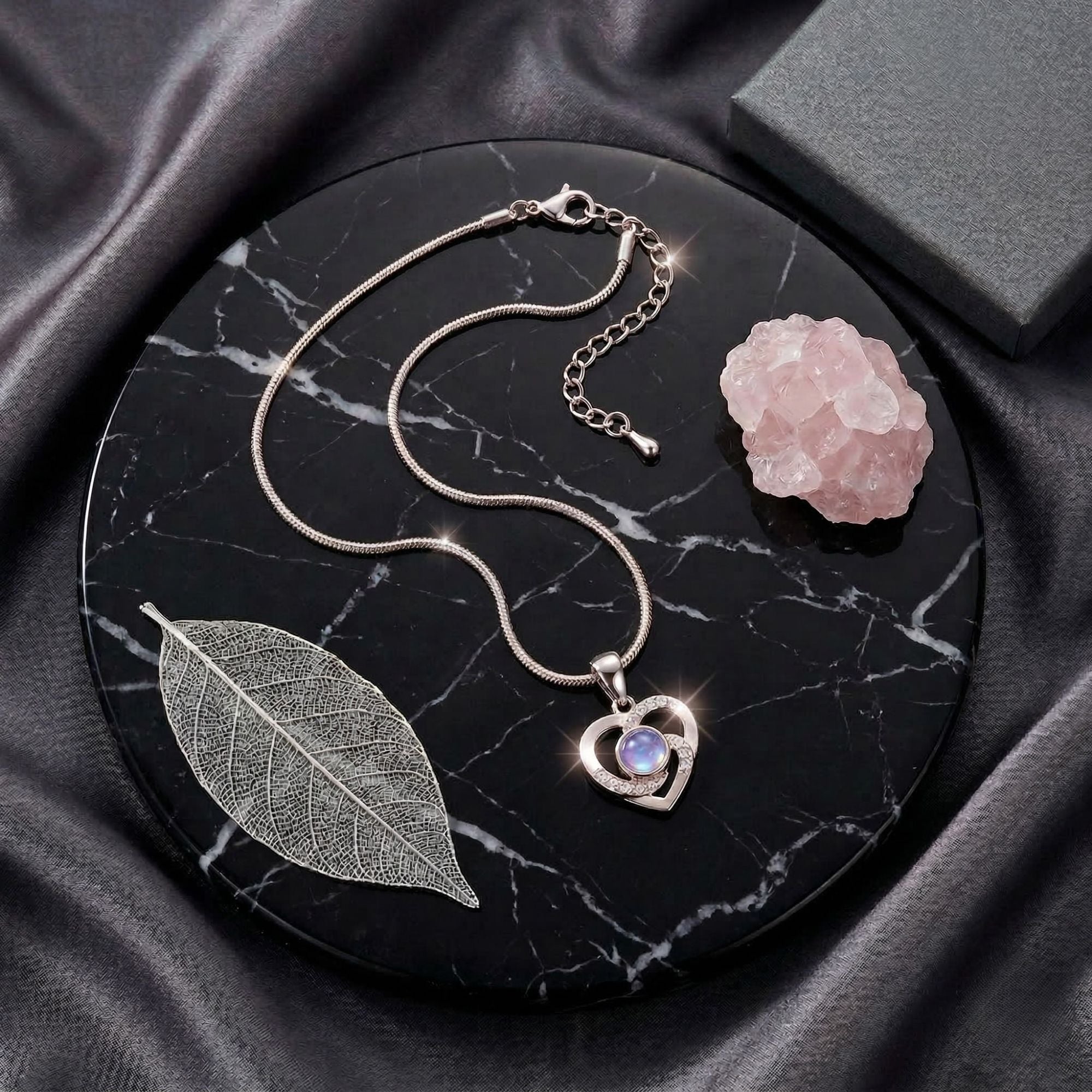 Heart Pendant – Elegant Studded Necklace SnapEyelet