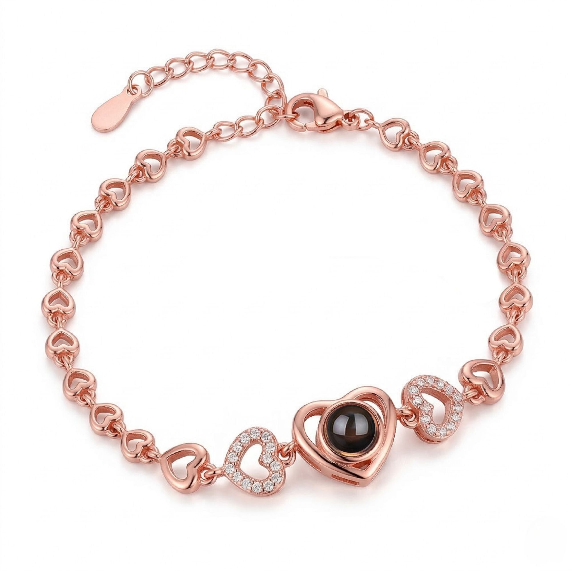 Multi Heart Zircon Studded Adjustable Bracelet SnapEyelet